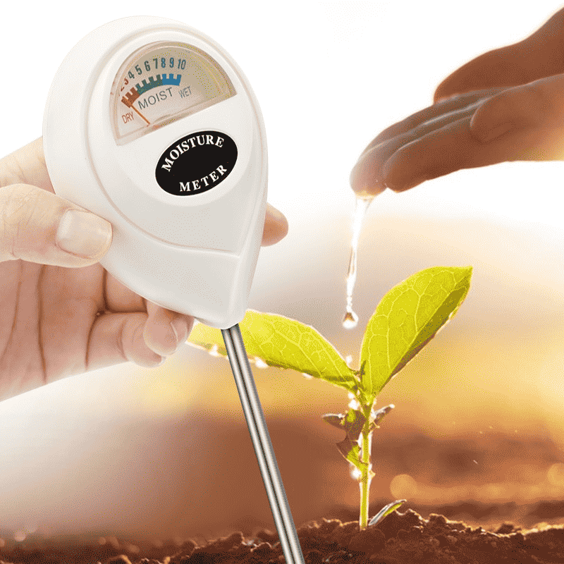 Moisture meter measuring soil moisture