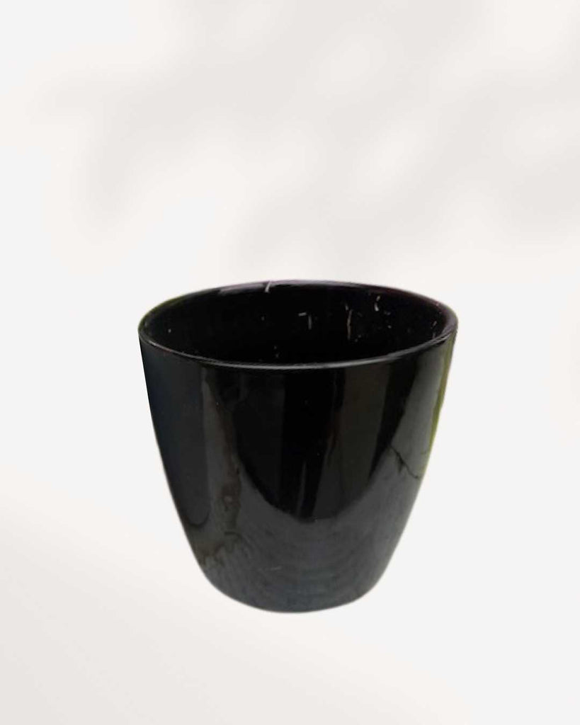 Glossy Ceramic Planter Black Fit 4" Pot